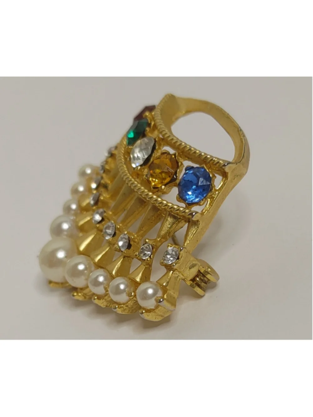 Women's Unbranded Royal Crown Brooch Vintage Estate Gold/Pearl/Stone